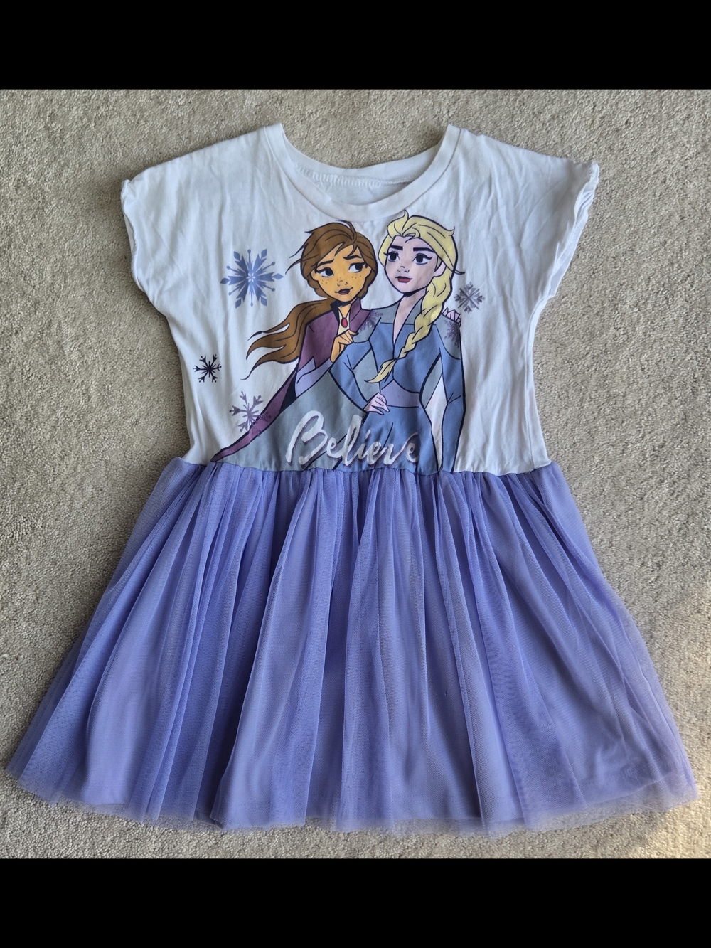 Disney Girls White and Purple Frozen 'Believe' Dress